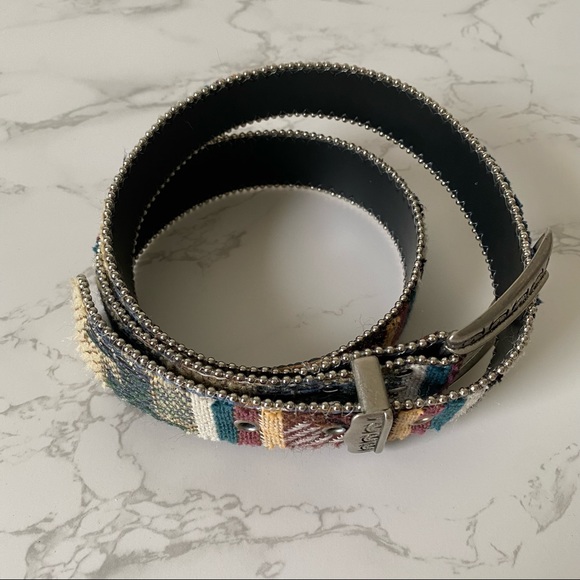 Vintage Elite | Blue Woven Fabric Tapestry Belt - Picture 7 of 11
